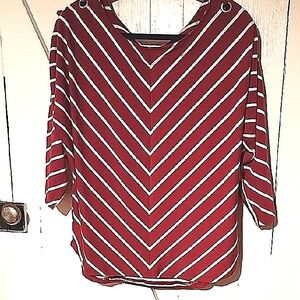 French Laundry NWT Oversized Medium Women's Striped Bronze, Cream Top.